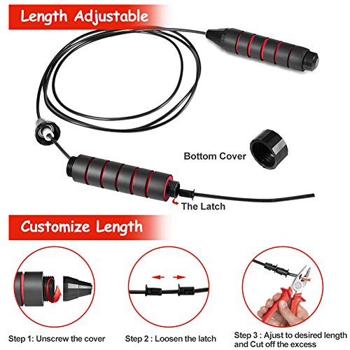 Ankishi Comba de saltar, longitud ajustable, para adultos, con rodamientos profesionales y asas antideslizantes, para entrenamiento de fitness, juegos, ejercicio para adultos y niños Ankishi Comba de saltar, longitud ajustable, para adultos, con rodamientos profesionales y asas antideslizantes, para entrenamiento de fitness, juegos, ejercicio para adultos y niños
