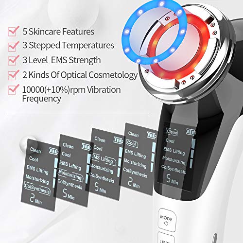 ANLAN Masajeador Facial Instrumento Multifuncional con Frío Calor Fototerapia Roja y Azul para Antiarrugas, Anti-envejecimiento, Limpieza Profunda, Cuidado Facial