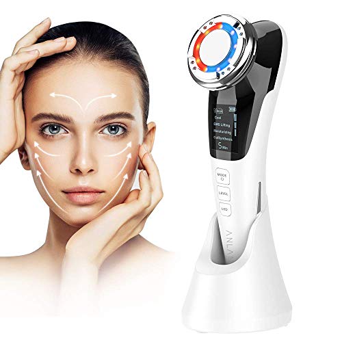 ANLAN Masajeador Facial Instrumento Multifuncional con Frío Calor Fototerapia Roja y Azul para Antiarrugas, Anti-envejecimiento, Limpieza Profunda, Cuidado Facial