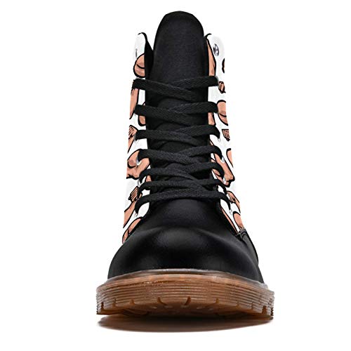 Anmarco Botas de invierno para mujer fuerte culturista bíceps estampados alta parte superior de encaje clásico de lona zapatos de escuela, color Multicolor, talla 37 EU Anmarco Botas de invierno para mujer fuerte culturista bíceps estampados alta parte superior de encaje clásico de lona zapatos de escuela, color Multicolor, talla 37 EU