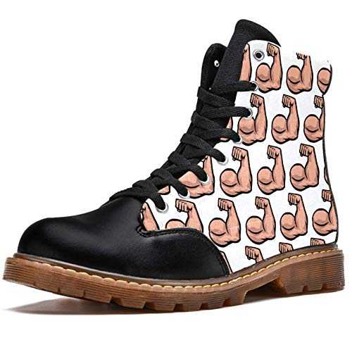 Anmarco Botas de invierno para mujer fuerte culturista bíceps estampados alta parte superior de encaje clásico de lona zapatos de escuela, color Multicolor, talla 37 EU Anmarco Botas de invierno para mujer fuerte culturista bíceps estampados alta parte superior de encaje clásico de lona zapatos de escuela, color Multicolor, talla 37 EU