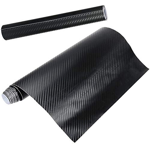 Anpro 2 Rollos Vinilo Coche Fibra de Carbono Adhesiva 3D / Cubierta Adhesiva Negro para Coche/Pegatinas para Coche/Envoltura de Moto/Bricolaje / 1520 mm x 300 mm