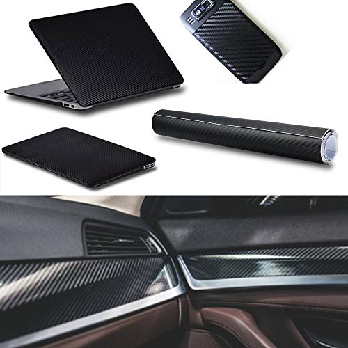 Anpro 2 Rollos Vinilo Coche Fibra de Carbono Adhesiva 3D / Cubierta Adhesiva Negro para Coche/Pegatinas para Coche/Envoltura de Moto/Bricolaje / 1520 mm x 300 mm