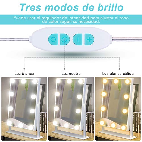 Anpro Luces LED Kit de Espejo con 10 Bombillas regulables,3 Modos Ajustable de Color de Luz,Luz Espejo Maquillaje,Tocador,Espejo,Baño,Regalo para Fiesta,Cumpleaños,Aficionados de Maquillarse Anpro Luces LED Kit de Espejo con 10 Bombillas regulables,3 Modos Ajustable de Color de Luz,Luz Espejo Maquillaje,Tocador,Espejo,Baño,Regalo para Fiesta,Cumpleaños,Aficionados de Maquillarse