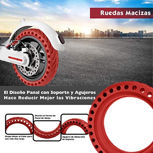 ANSENI Ruedas Macizas Roja para Patinete Electrico Rueda de 8.5 Pulgadas, Neumáticos de Reemplazo, Rueda de Repuesto Antipinchazo Compatible con Xiaomi Scooter Electrico M365/M365 Pro