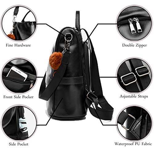 Anti-robo Mujer Mochila de Cuero de pu mochila de Bolsa de mano Mochilas Casual Bolsa de viaje Messenger Bag Backpack (Negro) Anti-robo Mujer Mochila de Cuero de pu mochila de Bolsa de mano Mochilas Casual Bolsa de viaje Messenger Bag Backpack (Negro)