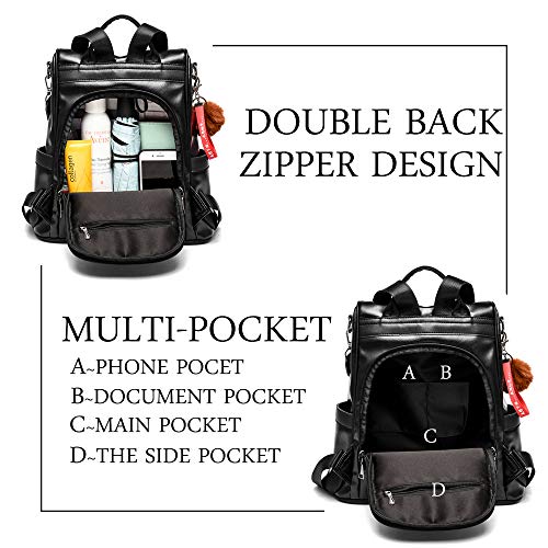 Anti-robo Mujer Mochila de Cuero de pu mochila de Bolsa de mano Mochilas Casual Bolsa de viaje Messenger Bag Backpack (Negro) Anti-robo Mujer Mochila de Cuero de pu mochila de Bolsa de mano Mochilas Casual Bolsa de viaje Messenger Bag Backpack (Negro)