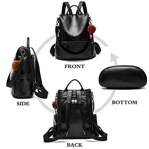 Anti-robo Mujer Mochila de Cuero de pu mochila de Bolsa de mano Mochilas Casual Bolsa de viaje Messenger Bag Backpack (Negro) Anti-robo Mujer Mochila de Cuero de pu mochila de Bolsa de mano Mochilas Casual Bolsa de viaje Messenger Bag Backpack (Negro)