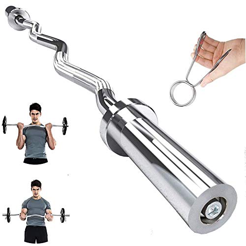 Antideslizante Barra de Entrenamiento para bíceps y tríceps,Barra Curl Z con 2 Collares spinlock,Barra de musculación Longitud 150 cm, Diámetro Ø50mm, Peso 20 Libras