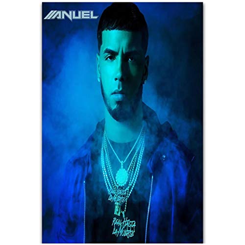 Anuel AA Real Hasta la Muerte Rap Hip Hop Portada del álbum Póster Art Light Canvas Home Room Impresión de la pared Decoración Impresión en lienzo-50x75cm Sin marco