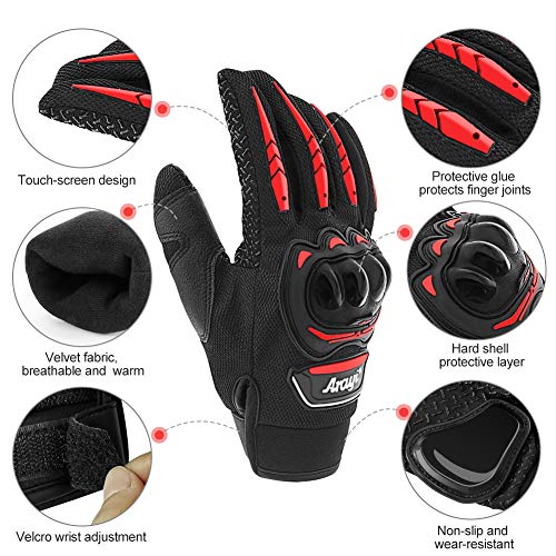 Anykuu Guantes de Moto Transpirables Verano Hombre Todas las temporadas Antideslizante Pantalla Táctil Duro Motocross Motocicleta Bicicleta ATV MTB Escalada Dedo Completo Deportes al Aire Libre