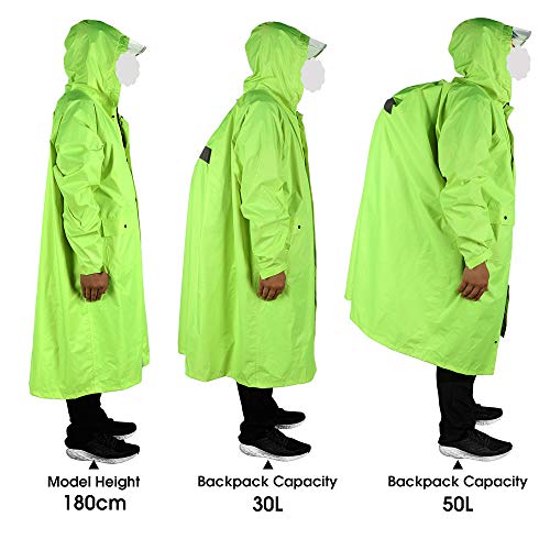 Anyoo Unisex Rain Coat Senderismo Impermeable Empaquetado Impermeable Largo