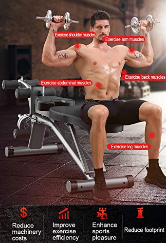 Aocay Banco de Pesas Ajustable, Multifuncional Banco de Musculacion de Entrenamiento de Fitness para Casa Gimnasio, Plegable Banco de Mancuerna para Abdominales Formación, Carga 300lb