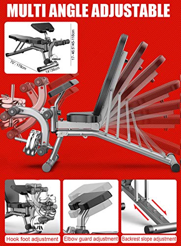 Aocay Banco de Pesas Ajustable, Multifuncional Banco de Musculacion de Entrenamiento de Fitness para Casa Gimnasio, Plegable Banco de Mancuerna para Abdominales Formación, Carga 300lb Aocay Banco de Pesas Ajustable, Multifuncional Banco de Musculacion de Entrenamiento de Fitness para Casa Gimnasio, Plegable Banco de Mancuerna para Abdominales Formación, Carga 300lb