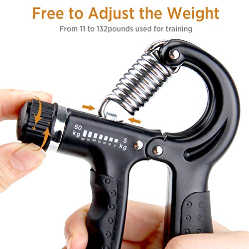 AODOOR Fortalecedor de Agarre, 5-60KG Ajustables Fortalecedores de Mano con función de conteo, para Entrenamiento de Fuerza, Escalada, Gimnasia y Ciclismo de montaña AODOOR Fortalecedor de Agarre, 5-60KG Ajustables Fortalecedores de Mano con función de conteo, para Entrenamiento de Fuerza, Escalada, Gimnasia y Ciclismo de montaña