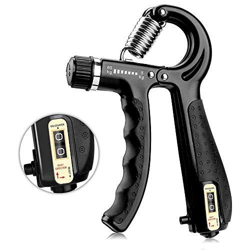 AODOOR Fortalecedor de Agarre, 5-60KG Ajustables Fortalecedores de Mano con función de conteo, para Entrenamiento de Fuerza, Escalada, Gimnasia y Ciclismo de montaña AODOOR Fortalecedor de Agarre, 5-60KG Ajustables Fortalecedores de Mano con función de conteo, para Entrenamiento de Fuerza, Escalada, Gimnasia y Ciclismo de montaña