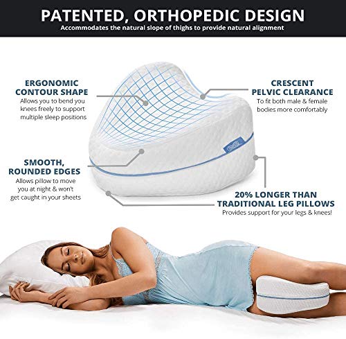 Aokeou Almohadas posicionadoras de Pierna– Mejor para Pierna, Espalda, y Rodilla Pain- cuña de Espuma con Efecto Memoria Contour Pierna Almohada con Funda extraíble (Blanco)