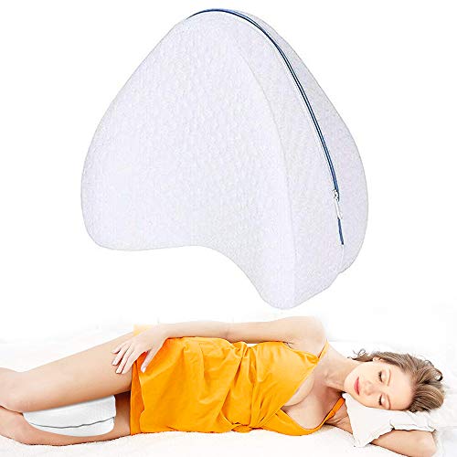 Aokeou Almohadas posicionadoras de Pierna– Mejor para Pierna, Espalda, y Rodilla Pain- cuña de Espuma con Efecto Memoria Contour Pierna Almohada con Funda extraíble (Blanco)