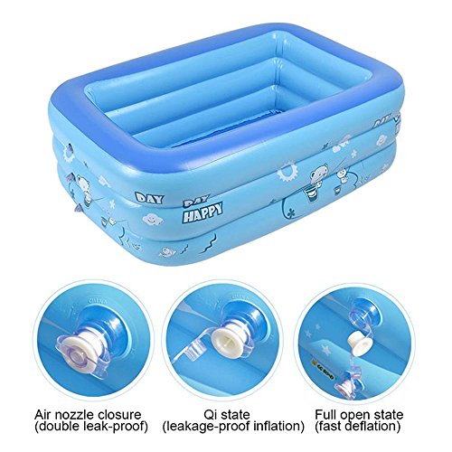 AOLVO Piscina Hinchable Infantil Rectangular Piscina Ducha Plegable 120 X 70 X 35cm