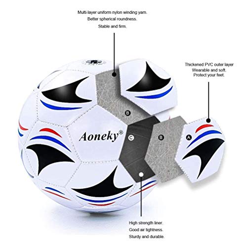 Aoneky Balón de Fútbol para Niños - Talla 3 Diámetro 18 cm, Balón de Fútbol Profesional con Bomba de Aguja, Entrenamiento de Fútbol para Partido, Juguete Infantil Juego de Fútbol Deporte al Aire Libre