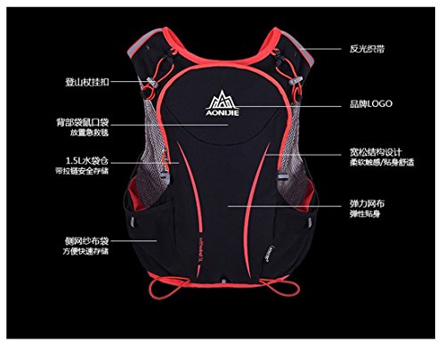 AONIJIE 5L bolsas de mochila de nailon impermeable, para maratón, ciclismo, running chaleco, bolsa de deporte + bolsa de agua de hidratación de 1,5 L, L/XL