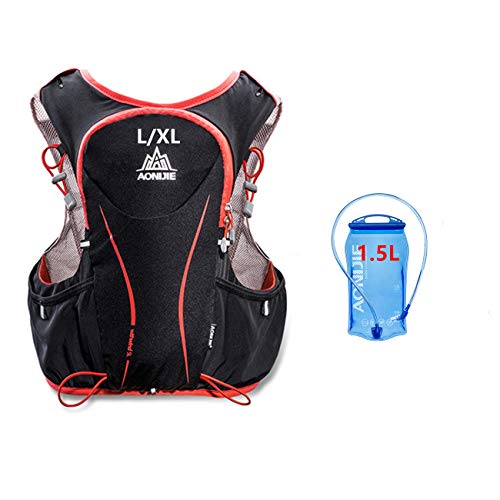 AONIJIE 5L bolsas de mochila de nailon impermeable, para maratón, ciclismo, running chaleco, bolsa de deporte + bolsa de agua de hidratación de 1,5 L, L/XL