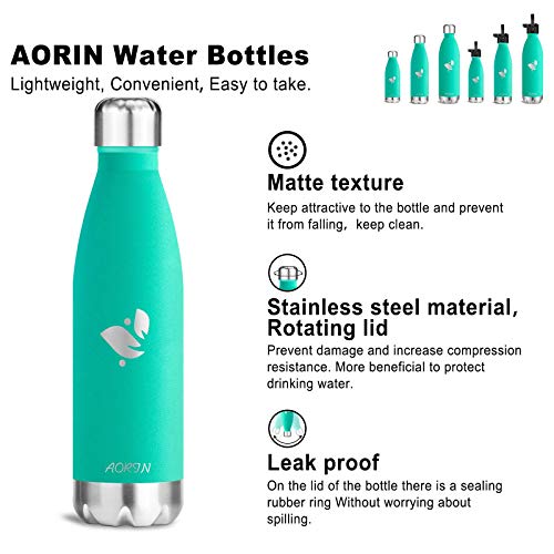 AORIN de Doble Pared con Aislamiento de Botella de Agua de Acero Inoxidable. Proceso de Recubrimiento en Polvo, no es Fácil de desprenderse, Resistencia al Rayado, Fácil de Limpia.esmeralda-750ml