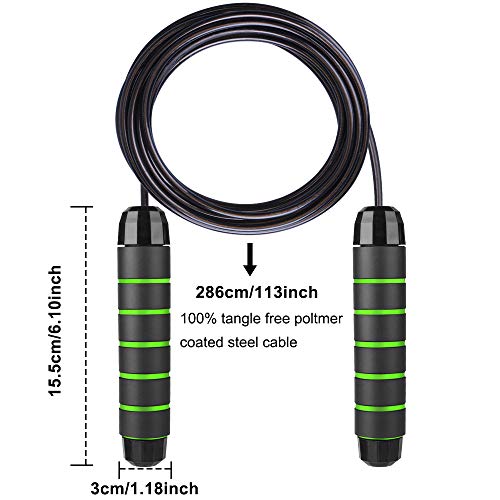 Aottom Cuerda de Saltar, Cuerda de Salto con Mango de Espuma de Suave y Cuerda Ajustable 2.8m Cable sin Enredos para Fitness, Double Unders, Crossfit, Escuela