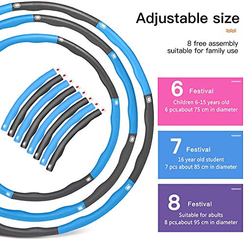 Aoweika Hula Hoop - Aro de gimnasia con espuma (0,92 kg, peso ajustable de 0,75 a 0,92 kg) Aoweika Hula Hoop - Aro de gimnasia con espuma (0,92 kg, peso ajustable de 0,75 a 0,92 kg)