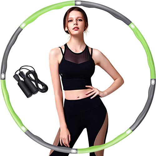 Aoweika Hula Hoop Fitness, Hula Hoop para Adultos, Diseño de Ancho Ajustable Desmontable de 8 Secciones (28-37,4 in) Ideal para Niños, Principiantes y Profesionales, con Mini Cinta Métrica