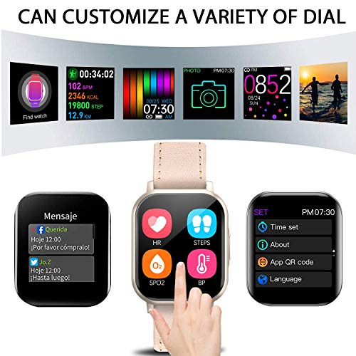 AOYODKG Smartwatch, Reloj Inteligente Mujer Hombre Niños Pulsera, Pulsera de Actividad Inteligente con Contador de Caloría Monitoreo Pulsómetros + Pulseras de Repuesto, para Android iOS (Rosado)