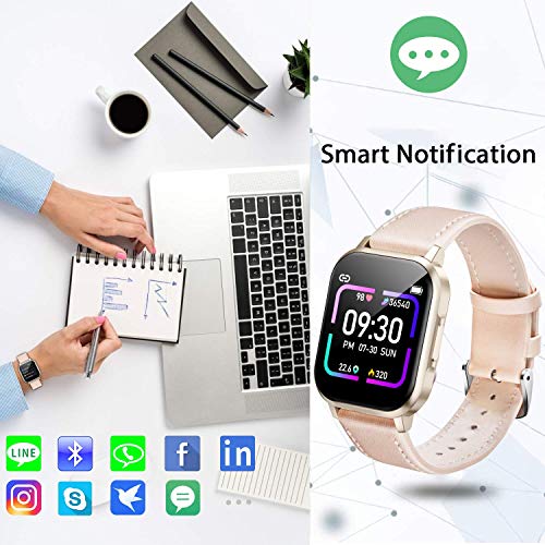 AOYODKG Smartwatch, Reloj Inteligente Mujer Hombre Niños Pulsera, Pulsera de Actividad Inteligente con Contador de Caloría Monitoreo Pulsómetros + Pulseras de Repuesto, para Android iOS (Rosado)
