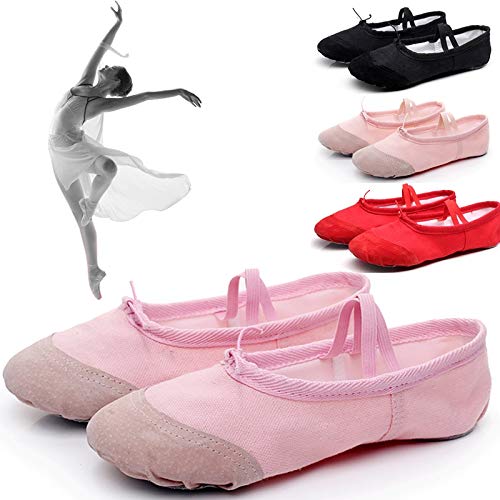 Aparatos de Ejercicios de Yoga 2 Pares de Zapatos Planos de Ballet Suave Zapatos de Baile de Yoga Latino for niños y Adultos, Talla de Calzado: 44 (Negro) (Color : Flesh Color)