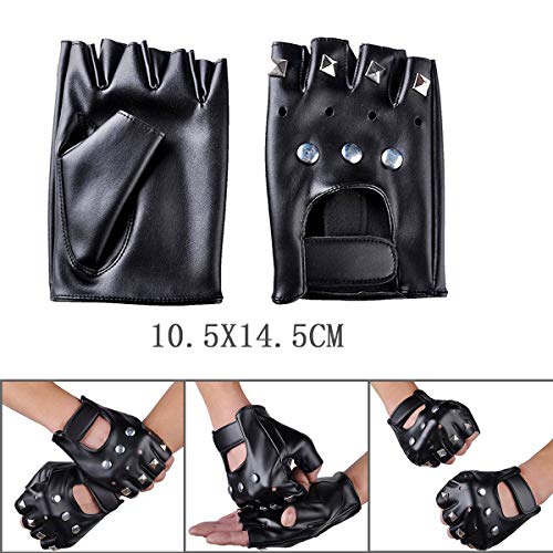 Aperil Hombres Punk Gothic Rocker Kit 70s 80s 90s Accesorios de Disfraces con Pantalones de Calaveras Llavero Pulsera de Cuero Guantes Punk Brazo Falso Tatuaje Manga Cubierta Hip-Hop Cintura