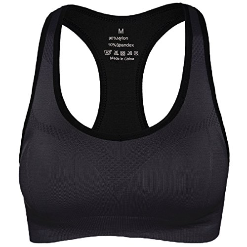 APIKA De Las Mujeres Amortiguador De Soporte De Alto Impacto Seamless Racer Back De Entrenamiento Respirable Sujetador Deportivo(XL,Negro)