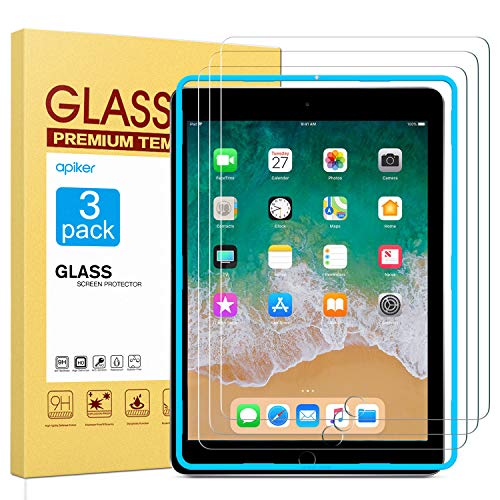 apiker [3 Packs] Protector Pantalla Tablet Compatible con iPad Pro 9.7 Pulgadas, iPad 9.7 Pulgadas 2017/2018, iPad Air, iPad Air 2, iPad 6ª/5ª Generación, Cristal Templado 9H Dureza, Alta Definición