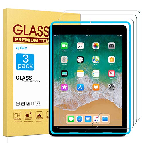 apiker [3 Packs] Protector Pantalla Tablet Compatible con iPad Pro 9.7 Pulgadas, iPad 9.7 Pulgadas 2017/2018, iPad Air, iPad Air 2, iPad 6ª/5ª Generación, Cristal Templado 9H Dureza, Alta Definición