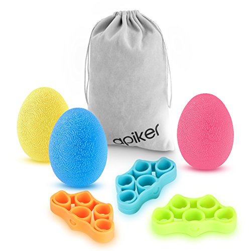 apiker Fortalecedores de Mano, Kit de Entrenamiento para Practicar Las Manos, Pelota de Alivio de estrés x 3, Banda de Resistencia de Dedos x 3, Fortalecimiento de Las Manos y los Dedos apiker Fortalecedores de Mano, Kit de Entrenamiento para Practicar Las Manos, Pelota de Alivio de estrés x 3, Banda de Resistencia de Dedos x 3, Fortalecimiento de Las Manos y los Dedos