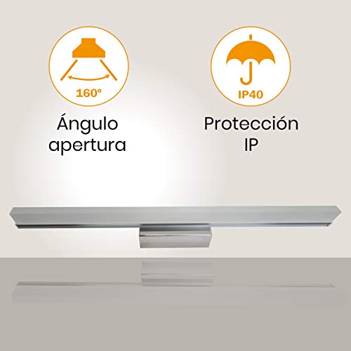 Aplique Led Cromado para Baños 60cm 16w. Color Blanco Frio (6500K). 1600 Lumenes. Aplique para Espejo.