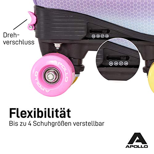 Apollo Patines de 4 Ruedas Clásicos, Patines para Niños, Adolescentes y Adultos, Patines de Niña y Patines de Mujer de Talla Ajustable, 3 Tamaños, Ajustables Talla 31 a 46 Apollo Patines de 4 Ruedas Clásicos, Patines para Niños, Adolescentes y Adultos, Patines de Niña y Patines de Mujer de Talla Ajustable, 3 Tamaños, Ajustables Talla 31 a 46