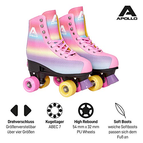 Apollo Patines de 4 Ruedas Clásicos, Patines para Niños, Adolescentes y Adultos, Patines de Niña y Patines de Mujer de Talla Ajustable, 3 Tamaños, Ajustables Talla 31 a 46 Apollo Patines de 4 Ruedas Clásicos, Patines para Niños, Adolescentes y Adultos, Patines de Niña y Patines de Mujer de Talla Ajustable, 3 Tamaños, Ajustables Talla 31 a 46