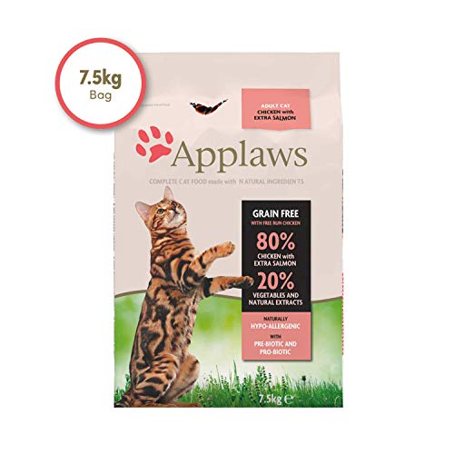 Applaws Comida seca para gatos, pollo y salmón extra/adulto, 7.5 kg