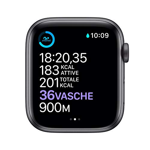 Apple Watch Series 6 (GPS, 44 mm) Caja de aluminio en gris espacial - Correa deportiva negra