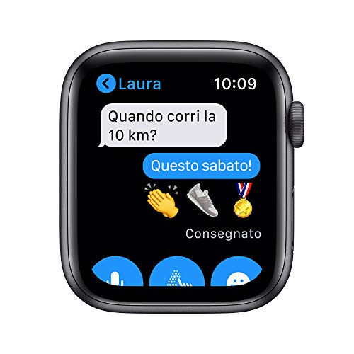 Apple Watch Series 6 (GPS, 44 mm) Caja de aluminio en gris espacial - Correa deportiva negra