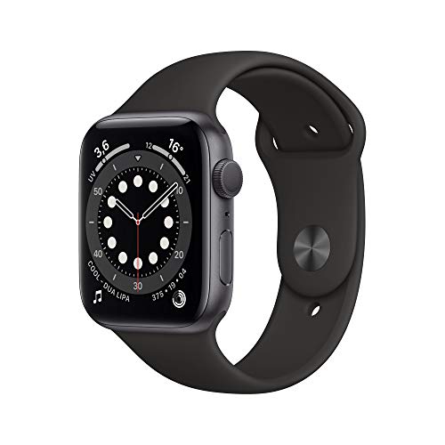 Apple Watch Series 6 (GPS, 44 mm) Caja de aluminio en gris espacial - Correa deportiva negra