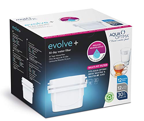 Aqua Optima 1 Pack 12 30 días Maxtra+ compatibles con Cartuchos de Filtro de Agua Evolve+, Blanco, 12 Pack Aqua Optima 1 Pack 12 30 días Maxtra+ compatibles con Cartuchos de Filtro de Agua Evolve+, Blanco, 12 Pack
