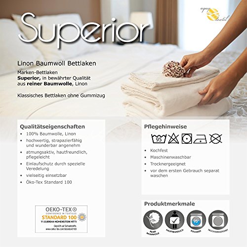 aqua-textil Superior - Sábana Bajera sin Goma elástica (150 x 250 cm), Color Blanco aqua-textil Superior - Sábana Bajera sin Goma elástica (150 x 250 cm), Color Blanco