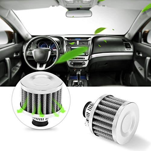 Aramox Filtro de Admisión de Aire para Automóviles de Uso General, Automóvil con Entrada de Aire de 13 mm Filtro de Aire Filtro de Aire Universal(Silver)