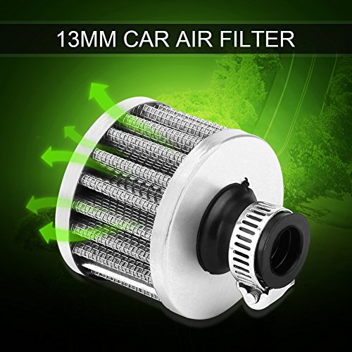 Aramox Filtro de Admisión de Aire para Automóviles de Uso General, Automóvil con Entrada de Aire de 13 mm Filtro de Aire Filtro de Aire Universal(Silver)