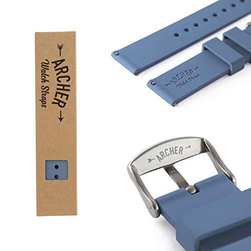 Archer Watch Straps - Correas Reloj Silicona de Liberación Rápida para Hombre y Mujer (Azul Acero, 22mm)